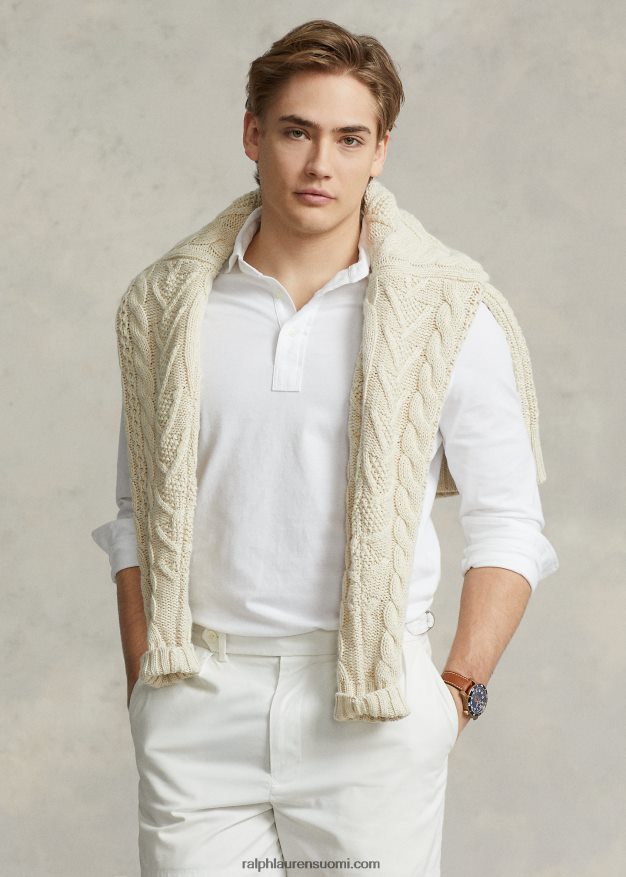 Ralph Lauren miehet custom slim fit jersey poolopaita 0Z24ZR1124 valkoinen