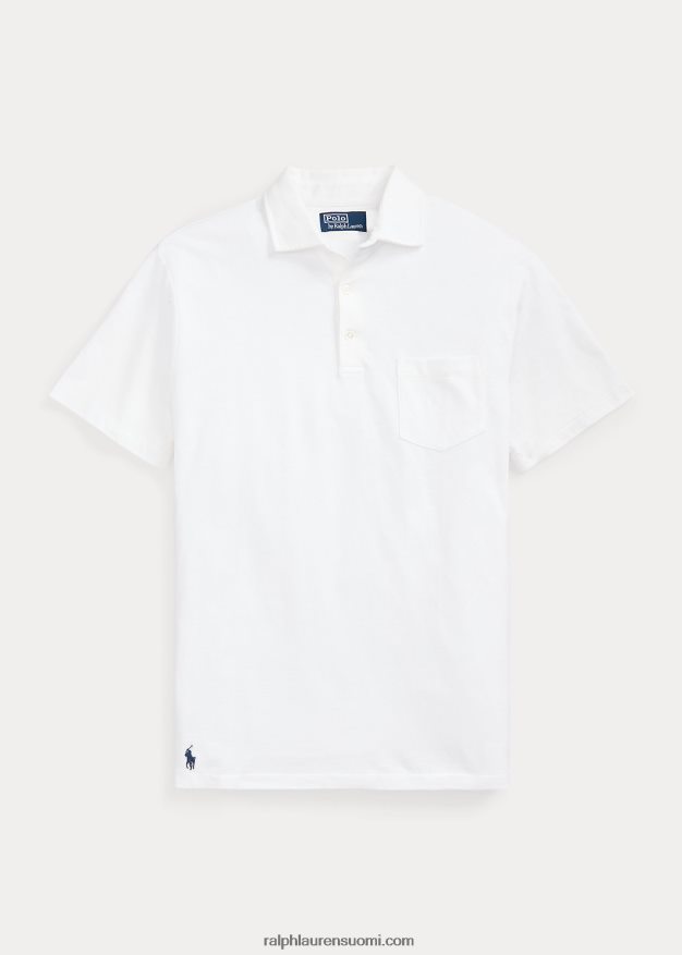 Ralph Lauren miehet custom slim fit puuvilla-pellava poolopaita 0Z24ZR1230 valkoinen