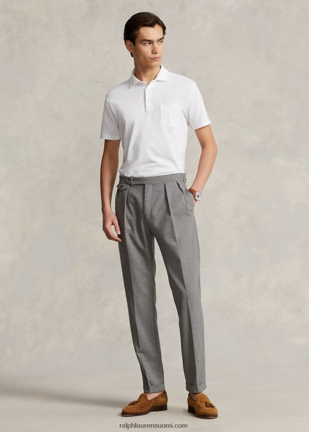 Ralph Lauren miehet custom slim fit puuvilla-pellava poolopaita 0Z24ZR1230 valkoinen