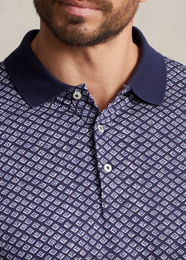 Ralph Lauren miehet foulard print pehmeä puuvillainen poolopaita 0Z24ZR1601 bayberry foulard/laivasto