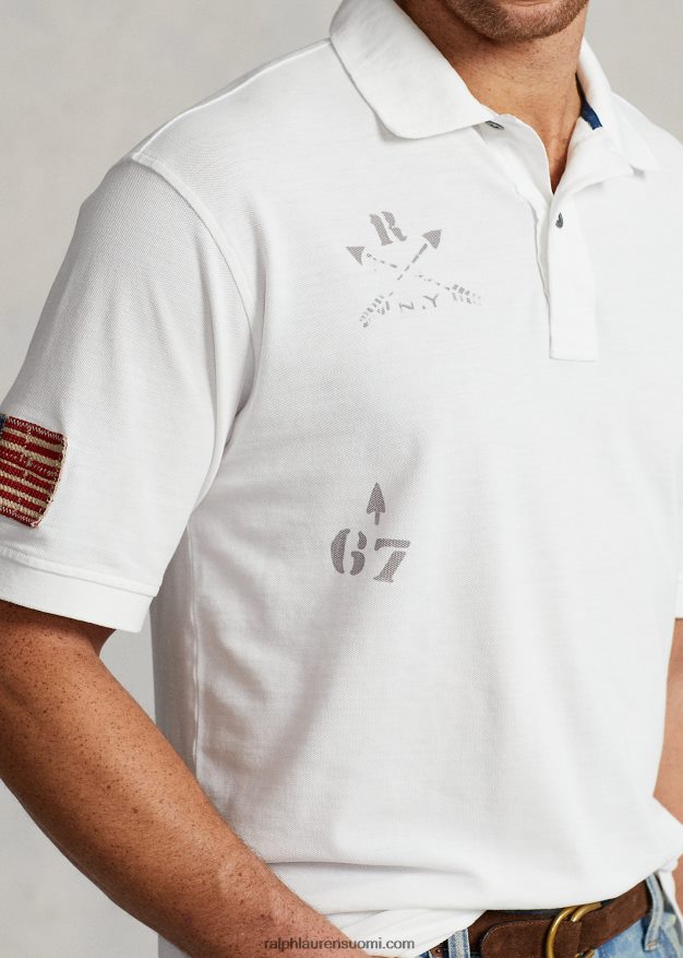 Ralph Lauren miehet graafinen verkkopaita 0Z24ZR1372 klassinen oxford valkoinen