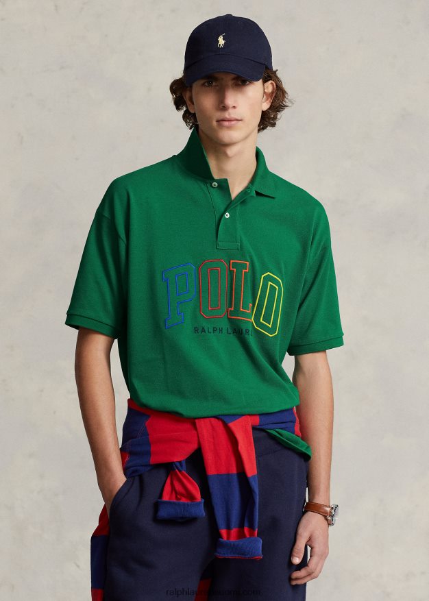 Ralph Lauren miehet isokokoinen logoverkkomainen poolopaita 0Z24ZR708 ensisijainen vihreä