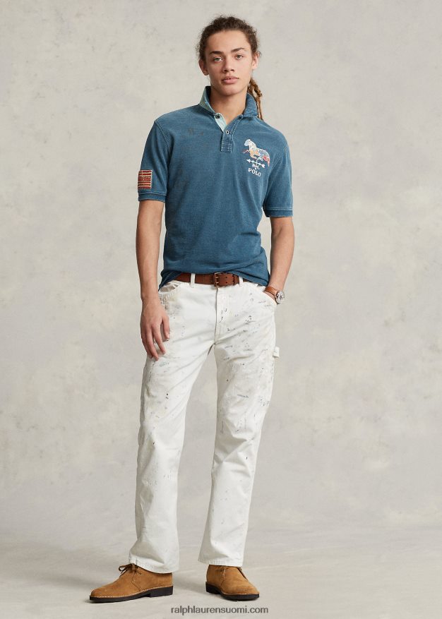 Ralph Lauren miehet klassinen istuva verkkomainen graafinen poolopaita 0Z24ZR100 tumma indigo