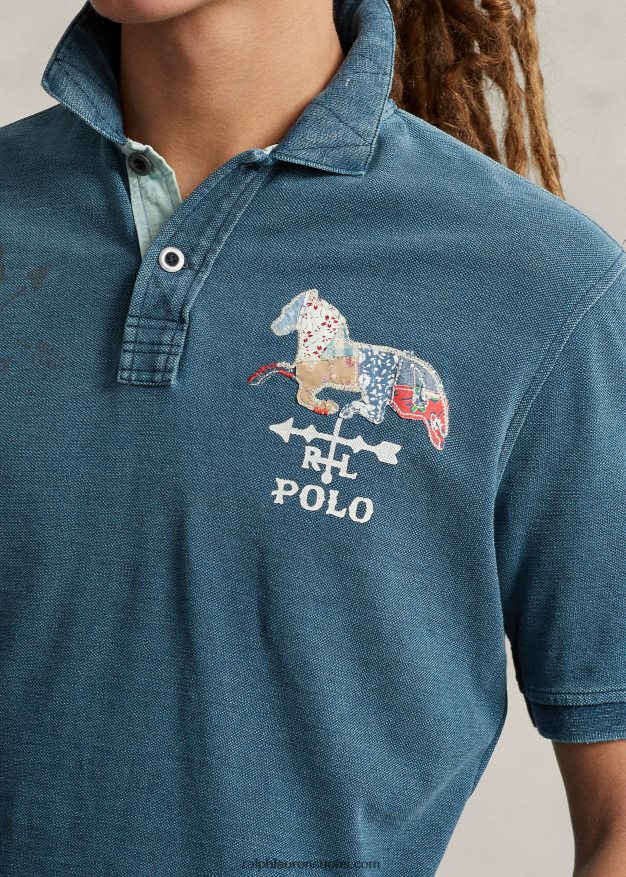 Ralph Lauren miehet klassinen istuva verkkomainen graafinen poolopaita 0Z24ZR100 tumma indigo