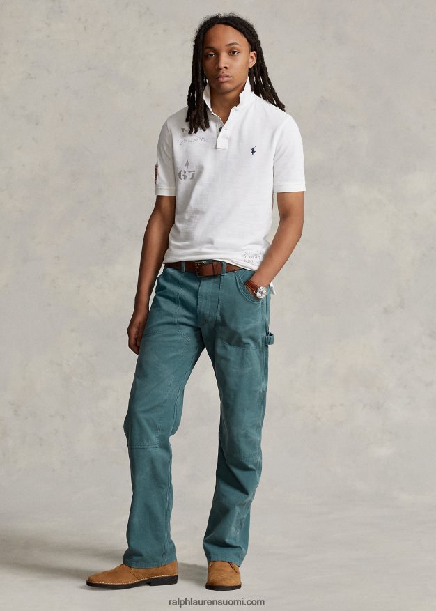 Ralph Lauren miehet klassinen istuva verkkomainen graafinen poolopaita 0Z24ZR117 klassinen oxford valkoinen