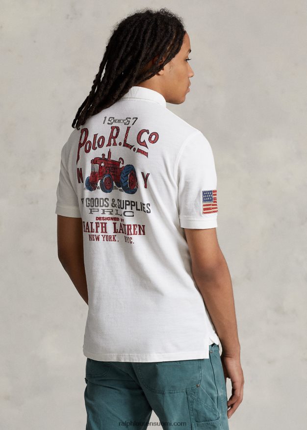 Ralph Lauren miehet klassinen istuva verkkomainen graafinen poolopaita 0Z24ZR117 klassinen oxford valkoinen