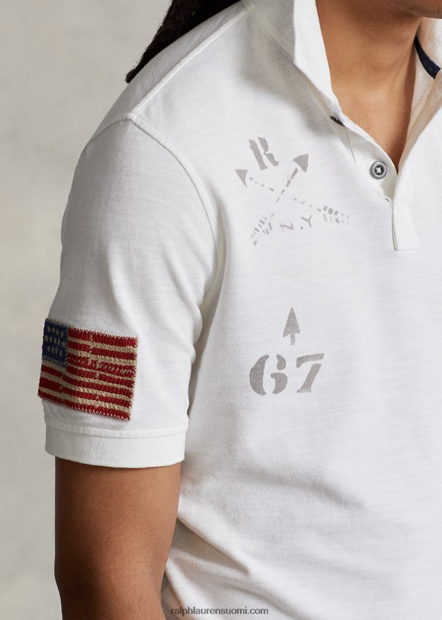 Ralph Lauren miehet klassinen istuva verkkomainen graafinen poolopaita 0Z24ZR117 klassinen oxford valkoinen