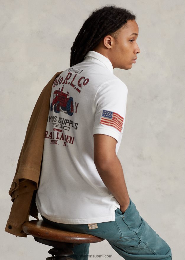 Ralph Lauren miehet klassinen istuva verkkomainen graafinen poolopaita 0Z24ZR117 klassinen oxford valkoinen