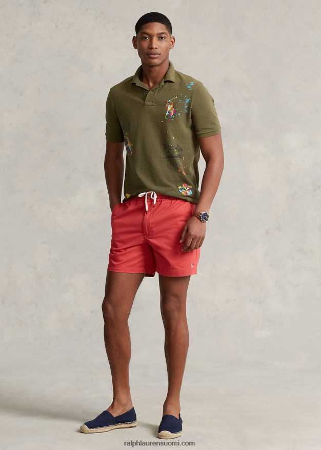 Ralph Lauren miehet klassinen istuva verkkomainen graafinen poolopaita 0Z24ZR817 katos oliivi