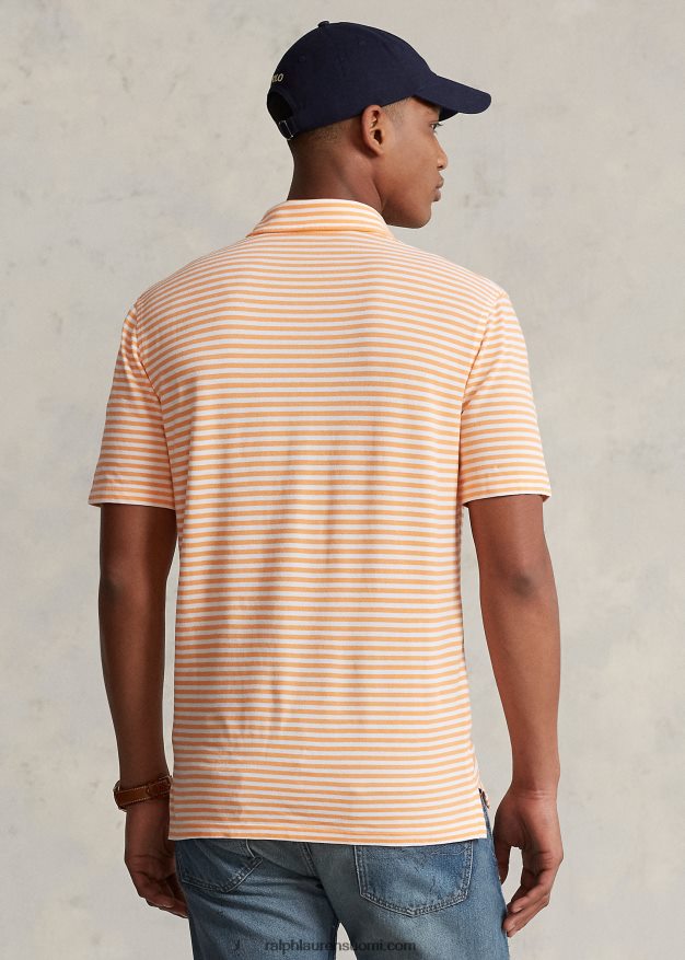 Ralph Lauren miehet klassinen istuvuus höyhenpainoinen mesh poolo 0Z24ZR701 vaalea oranssi/valkoinen