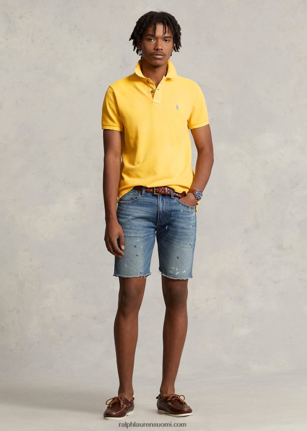 Ralph Lauren miehet klassinen istuvuus korjattu mesh-poolopaita 0Z24ZR1095 signaali keltainen