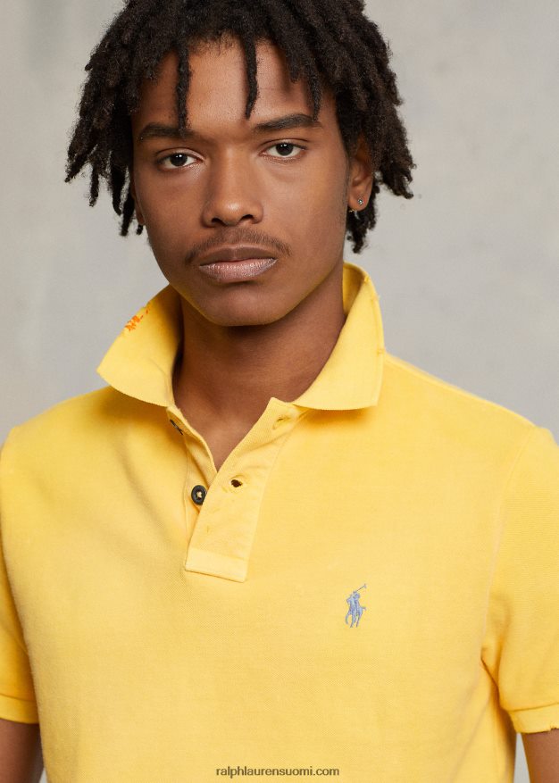 Ralph Lauren miehet klassinen istuvuus korjattu mesh-poolopaita 0Z24ZR1095 signaali keltainen