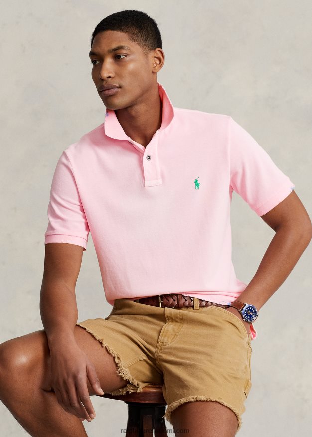 Ralph Lauren miehet klassinen istuvuus korjattu mesh-poolopaita 0Z24ZR1096 karmelin pinkki