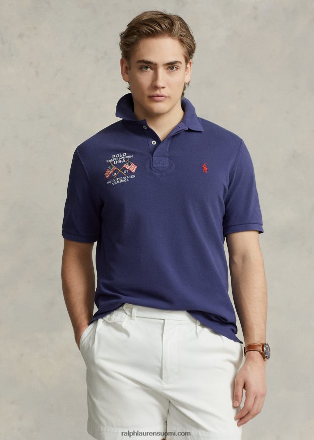 Ralph Lauren miehet klassinen istuvuus lippukirjailtu poolopaita 0Z24ZR8642 venevaja laivasto