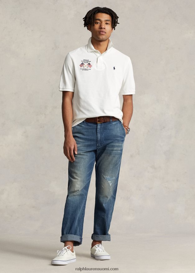 Ralph Lauren miehet klassinen istuvuus lippukirjailtu poolopaita 0Z24ZR8643 nevis