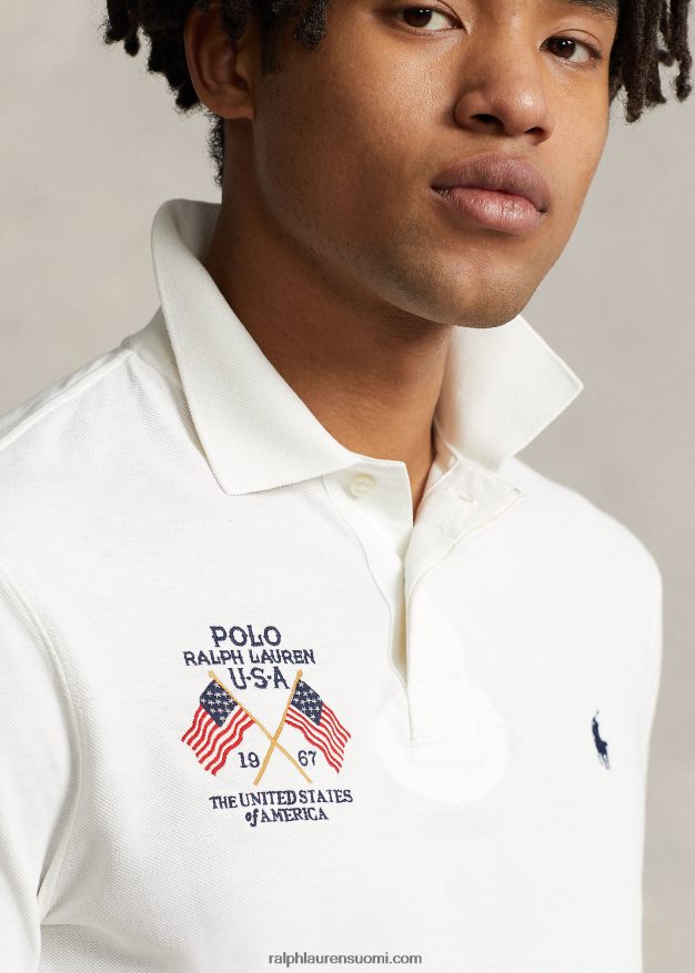 Ralph Lauren miehet klassinen istuvuus lippukirjailtu poolopaita 0Z24ZR8643 nevis