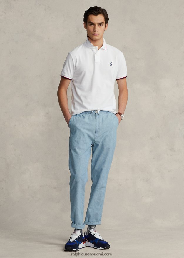 Ralph Lauren miehet klassinen istuvuus mesh-poolopaita 0Z24ZR582 valkoinen