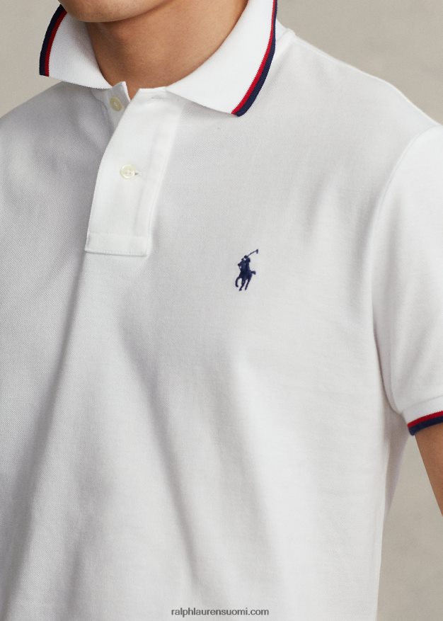 Ralph Lauren miehet klassinen istuvuus mesh-poolopaita 0Z24ZR582 valkoinen