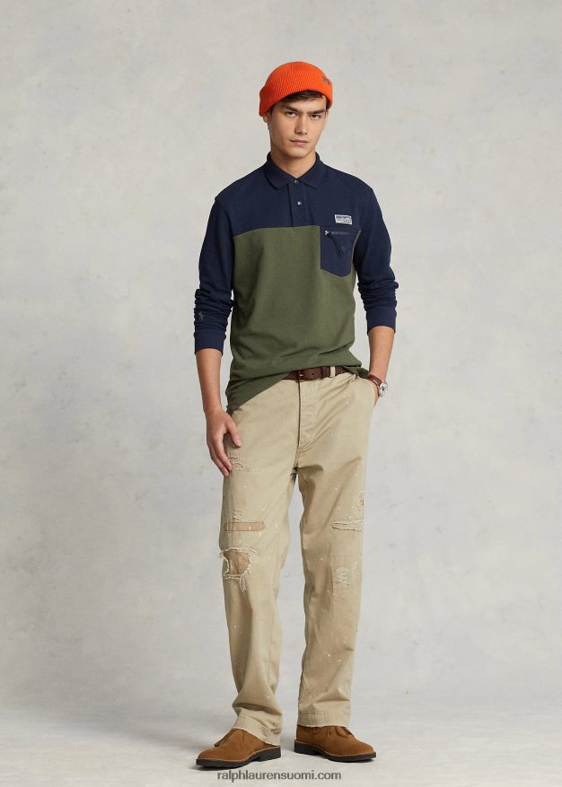 Ralph Lauren miehet klassinen istuvuus mesh utility poolopaita 0Z24ZR8463 Cruise Navy Multi