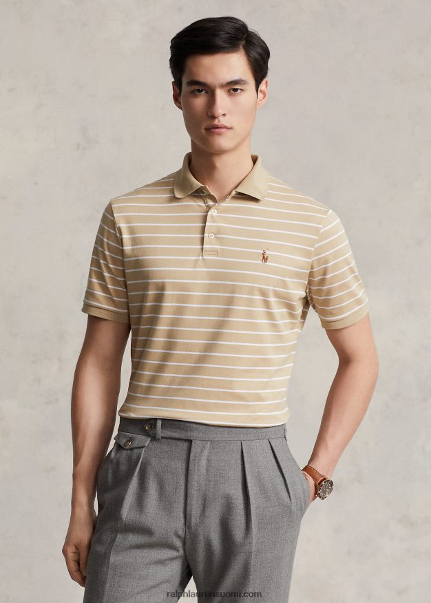 Ralph Lauren miehet klassinen istuvuus pehmeä puuvillainen poolopaita 0Z24ZR142 hiekkadyyni/valkoinen