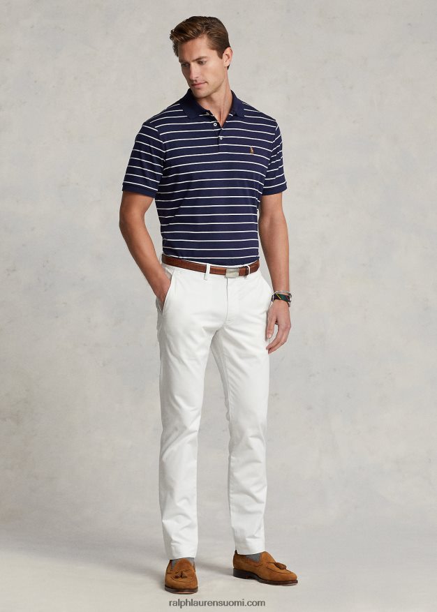 Ralph Lauren miehet klassinen istuvuus pehmeä puuvillainen poolopaita 0Z24ZR143 hienostunut laivasto/valkoinen