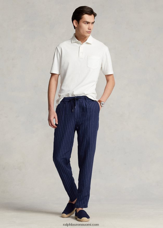 Ralph Lauren miehet klassinen istuvuus puuvilla-pellava poolopaita 0Z24ZR827 pergamentti kerma