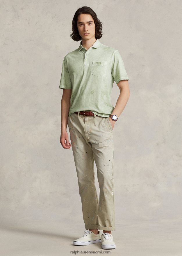 Ralph Lauren miehet klassinen istuvuus puuvilla-pellava poolopaita 0Z24ZR8621 haalistunut minttu