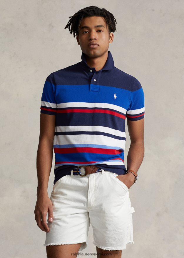 Ralph Lauren miehet klassinen istuvuus raidallinen verkkopaita 0Z24ZR523 pacific Royal Multi
