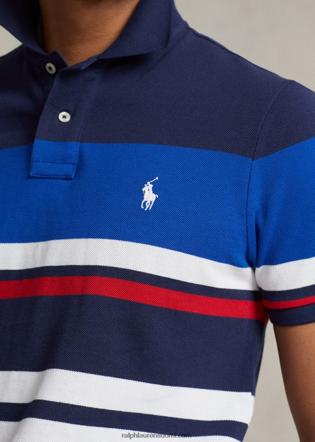 Ralph Lauren miehet klassinen istuvuus raidallinen verkkopaita 0Z24ZR523 pacific Royal Multi