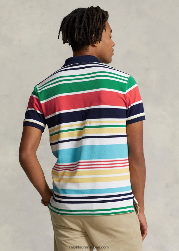 Ralph Lauren miehet klassinen istuvuus raidallinen verkkopaita 0Z24ZR555 valkoinen multi