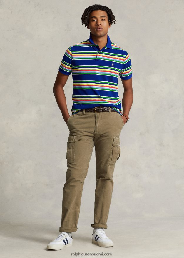 Ralph Lauren miehet klassinen istuvuus raidallinen verkkopaita 0Z24ZR722 Heritage Royal Multi