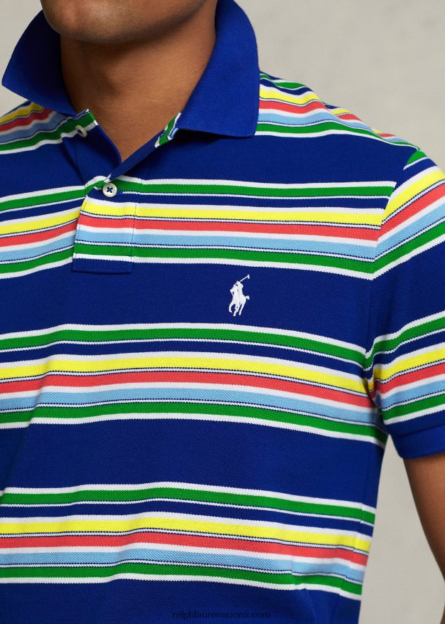 Ralph Lauren miehet klassinen istuvuus raidallinen verkkopaita 0Z24ZR722 Heritage Royal Multi