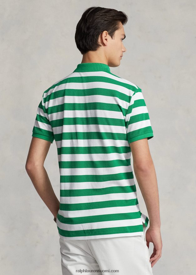 Ralph Lauren miehet klassinen istuvuus raidallinen verkkopaita 0Z24ZR8428 optiikka vihreä/valkoinen