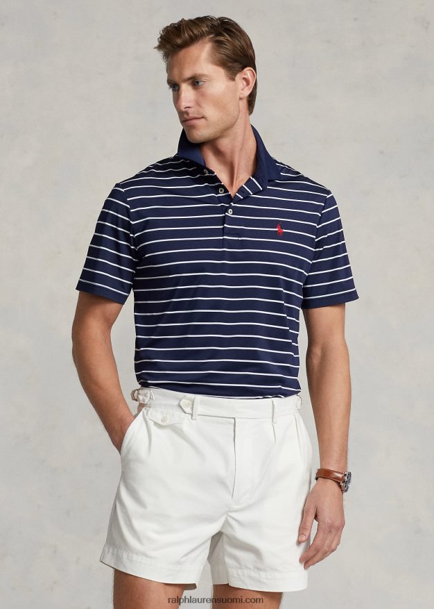 Ralph Lauren miehet klassinen istuvuus, suorituskykyinen poolopaita 0Z24ZR682 hienostunut laivasto/valkoinen