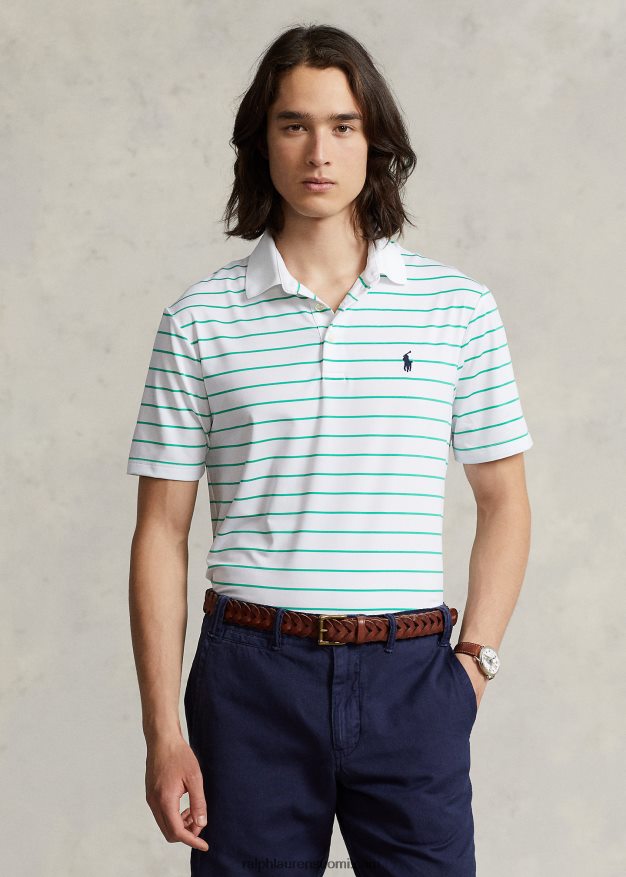 Ralph Lauren miehet klassinen istuvuus, suorituskykyinen poolopaita 0Z24ZR683 keraaminen valkoinen/vihreä