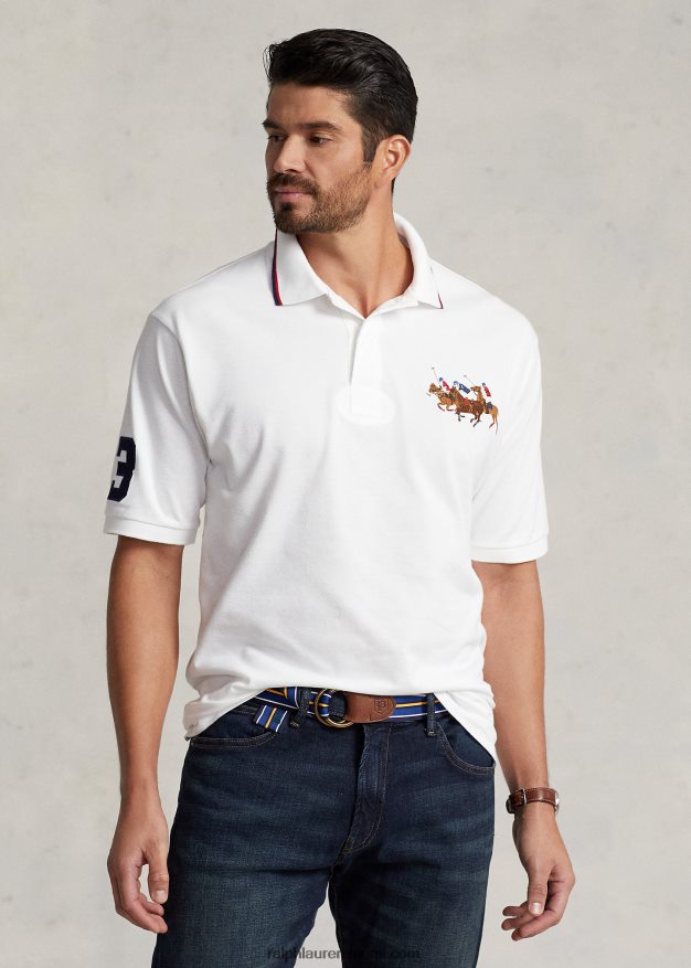 Ralph Lauren miehet kolminkertainen poni mesh poolopaita 0Z24ZR1649 valkoinen