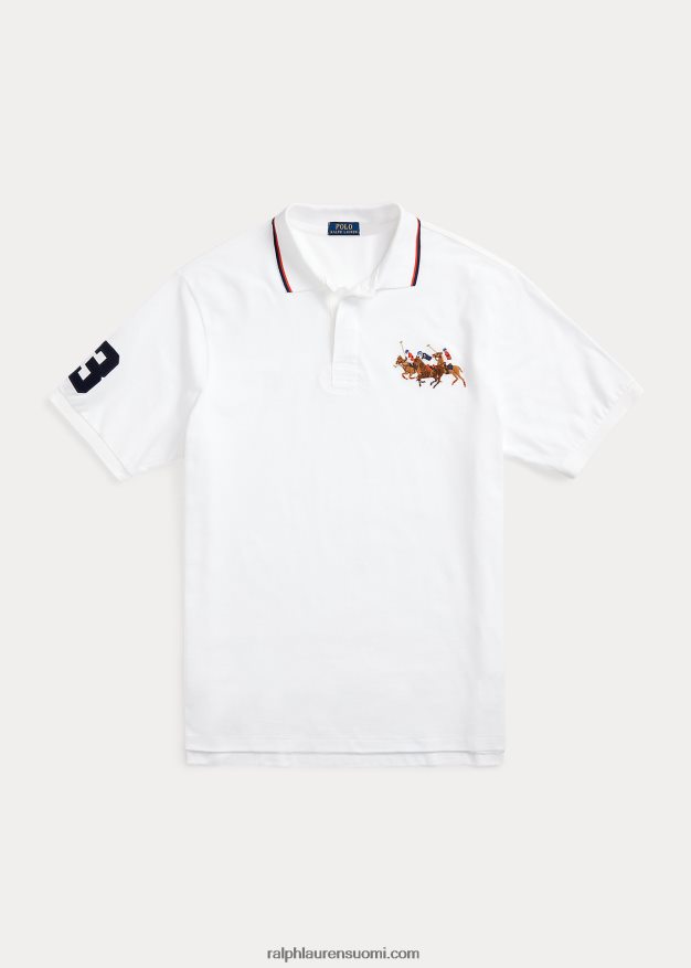 Ralph Lauren miehet kolminkertainen poni mesh poolopaita 0Z24ZR1649 valkoinen