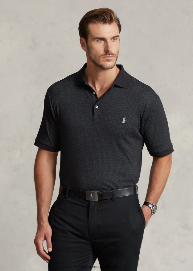 Ralph Lauren miehet monogrammi pehmeä puuvillainen poolopaita 0Z24ZR1321 musta kanerva