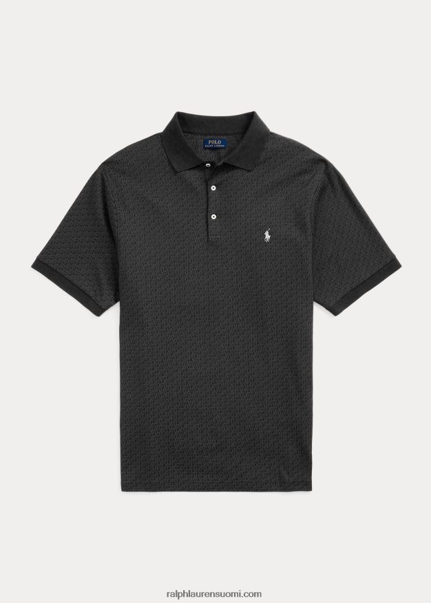 Ralph Lauren miehet monogrammi pehmeä puuvillainen poolopaita 0Z24ZR1321 musta kanerva