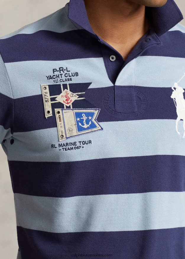 Ralph Lauren miehet mukautettu ohut iso poniverkkopaita 0Z24ZR1034 venevaja laivasto/sininen