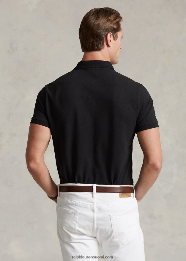 Ralph Lauren miehet mukautettu ohut iso poniverkkopaita 0Z24ZR849 musta