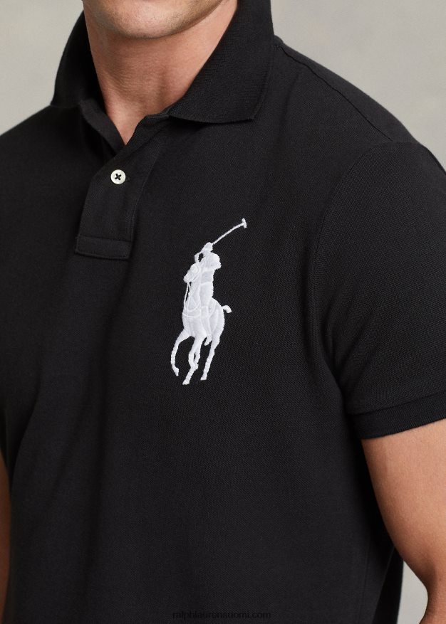 Ralph Lauren miehet mukautettu ohut iso poniverkkopaita 0Z24ZR849 musta