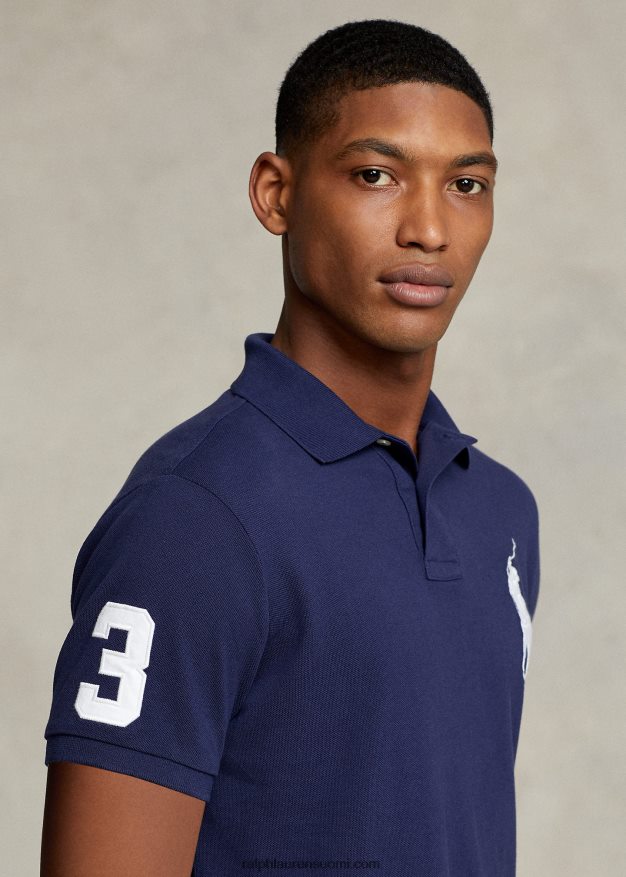 Ralph Lauren miehet mukautettu ohut iso poniverkkopaita 0Z24ZR850 newportin laivasto