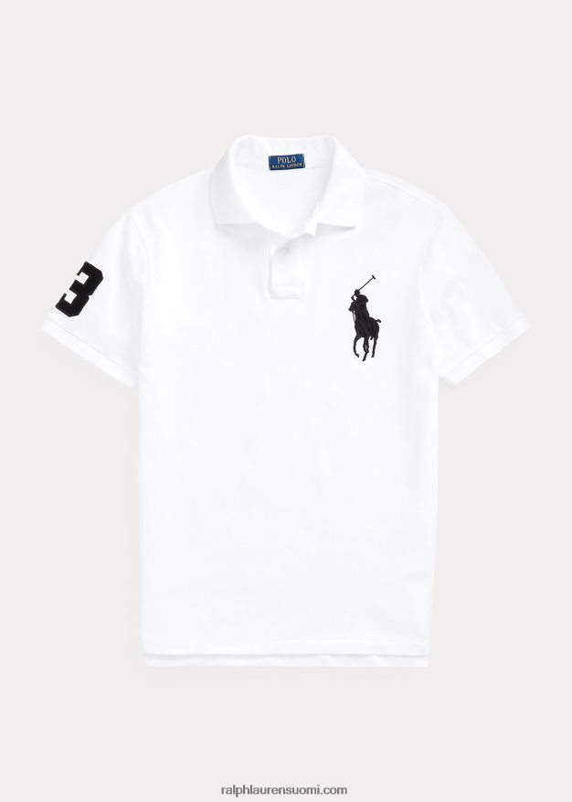 Ralph Lauren miehet mukautettu ohut iso poniverkkopaita 0Z24ZR851 valkoinen