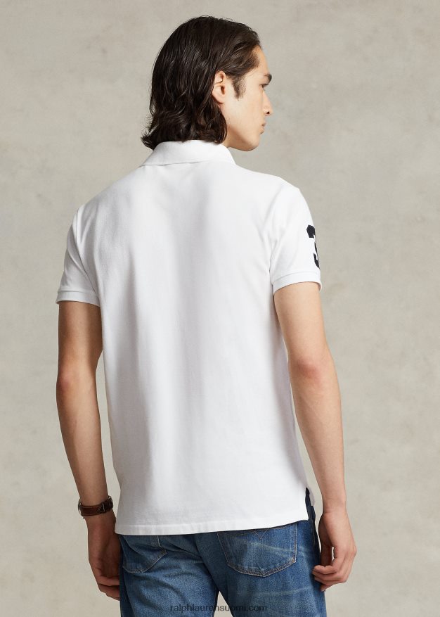 Ralph Lauren miehet mukautettu ohut iso poniverkkopaita 0Z24ZR851 valkoinen