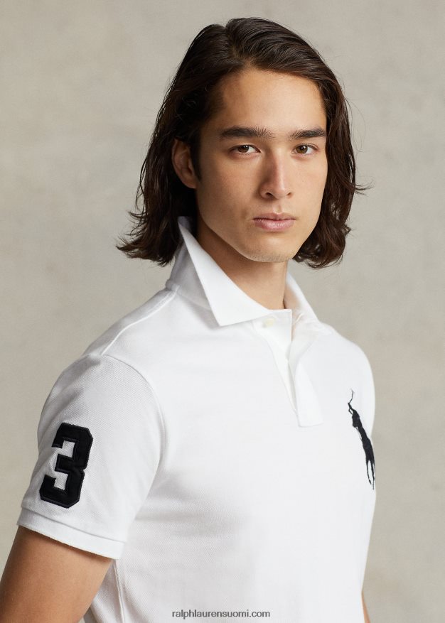 Ralph Lauren miehet mukautettu ohut iso poniverkkopaita 0Z24ZR851 valkoinen