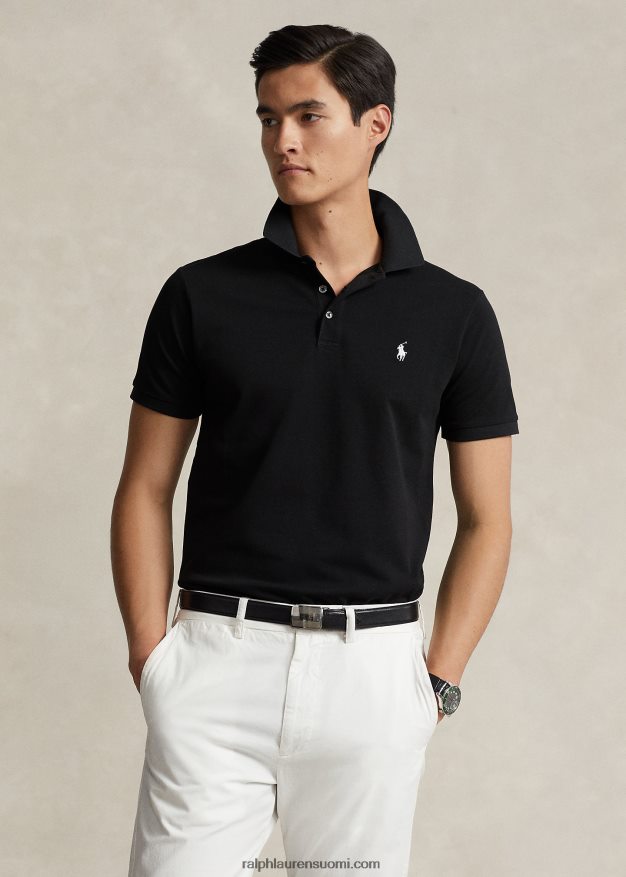 Ralph Lauren miehet mukautettu ohut joustava verkkopaita 0Z24ZR525 musta