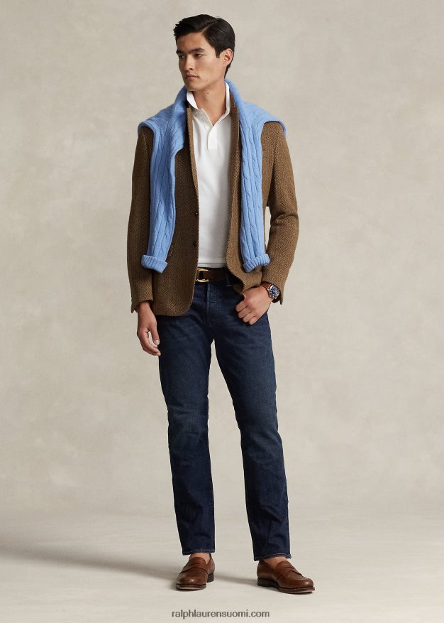 Ralph Lauren miehet mukautettu ohut joustava verkkopaita 0Z24ZR526 valkoinen