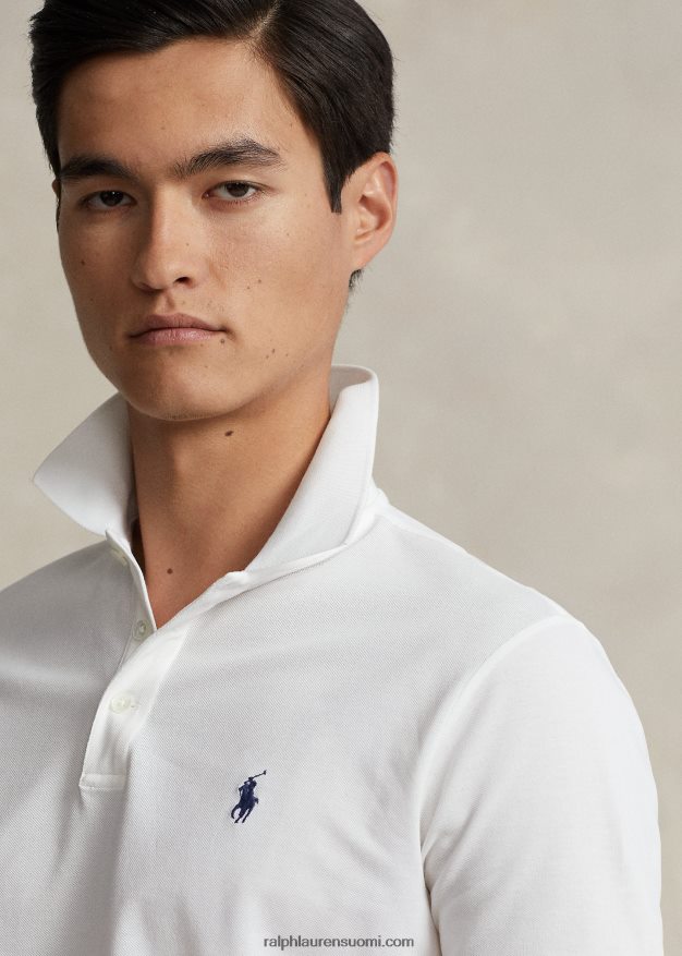 Ralph Lauren miehet mukautettu ohut joustava verkkopaita 0Z24ZR526 valkoinen