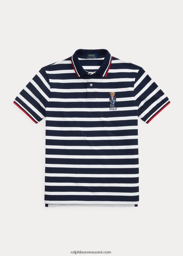 Ralph Lauren miehet mukautettu ohut poolo bear mesh poolopaita 0Z24ZR675 cruse laivasto/valkoinen